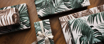 Gavepapir, Palm Leaves Green, 5m x 55cm