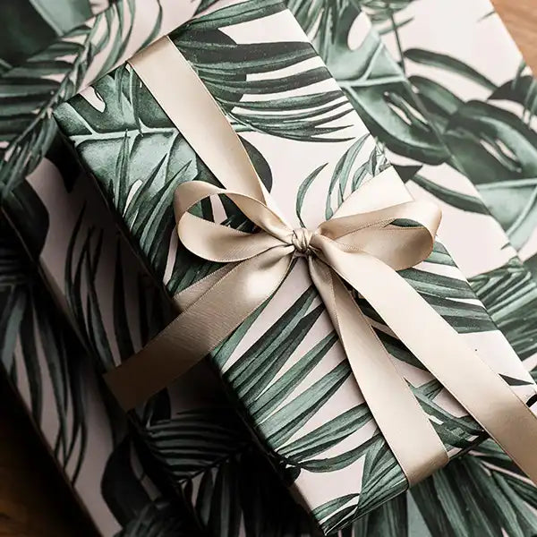 Gavepapir, Palm Leaves Green, 5m x 55cm